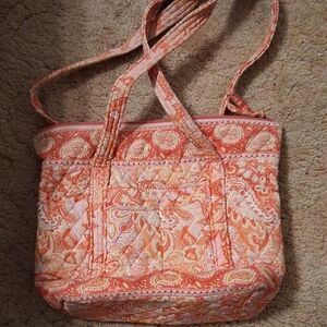 Vera Bradley Coral and Peach Paisley Shoulder Bag